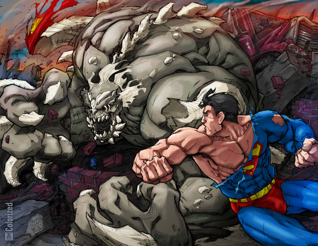 Superman Vs Doomsday Wallpaper Colorized