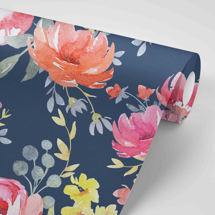 Navy Midnight Floral Removable Wallpaper