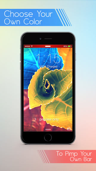 Fancy Status Bar Wallpaper Customizer with Colorful Top Overlays on