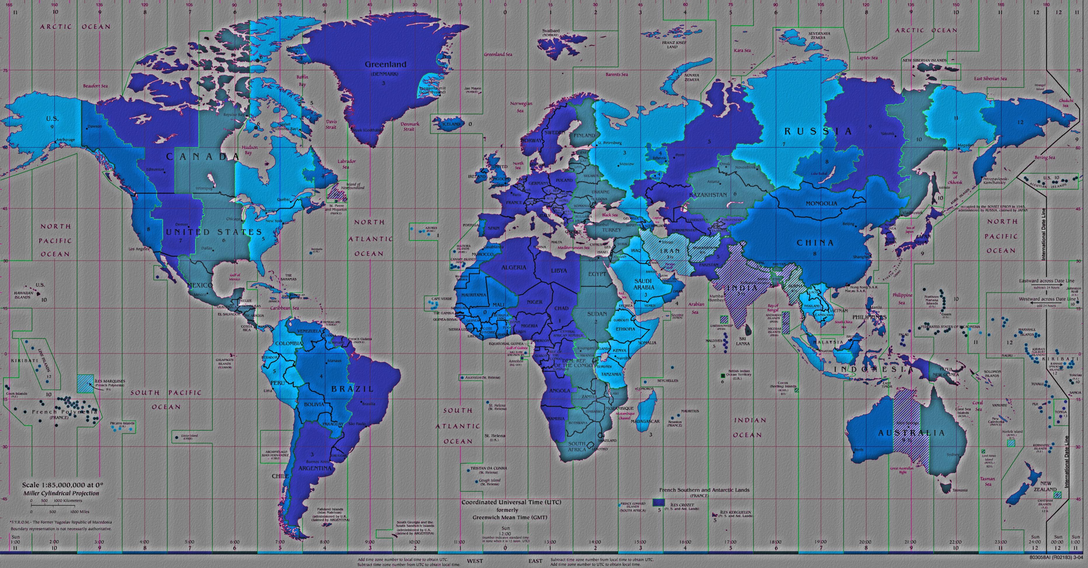 time zones map world