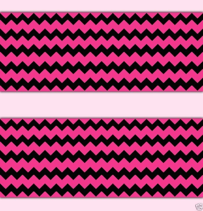 Hot Pink and Black Chevron Wallpaper Border Wall Decals for baby girl