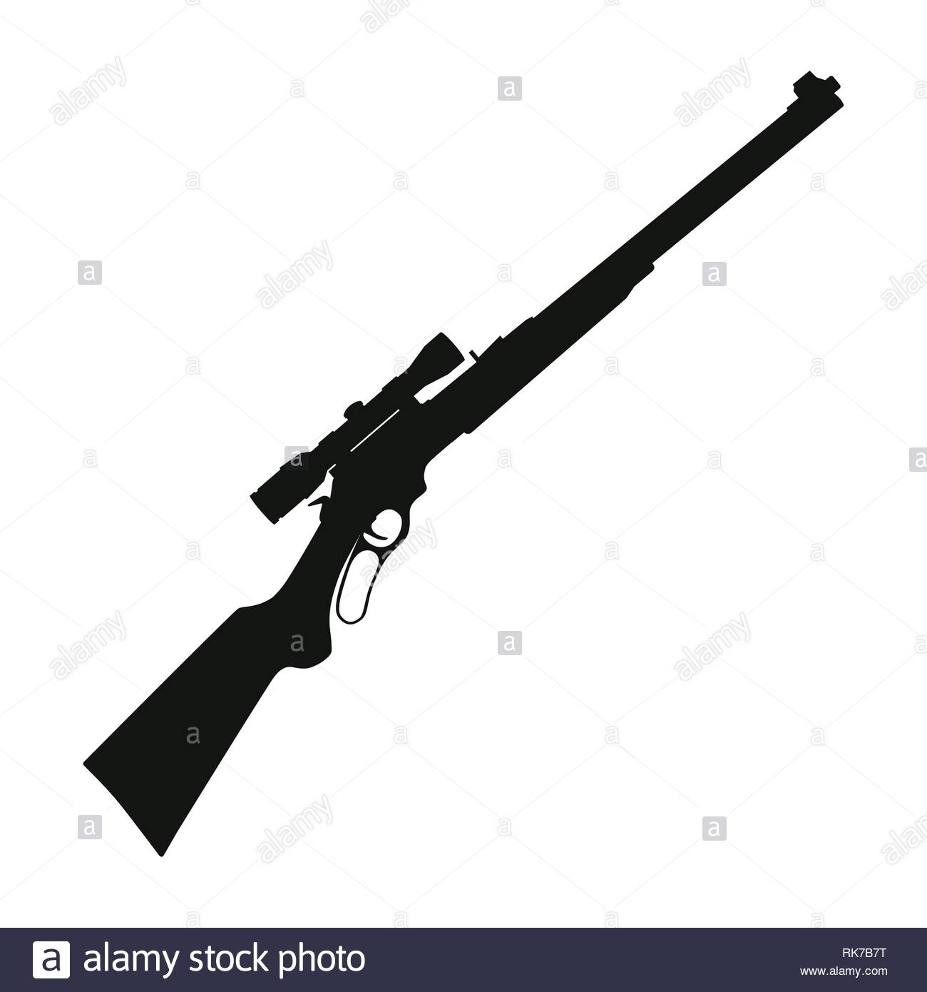 Vector Illustration Sniper Rifle Gun Black Silhouette Icon