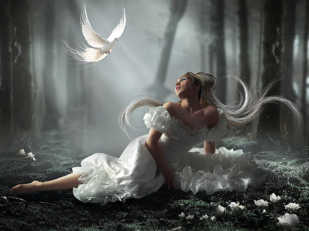 Sad Crying Angel Source En Wallpaper 3d Ru White Dove