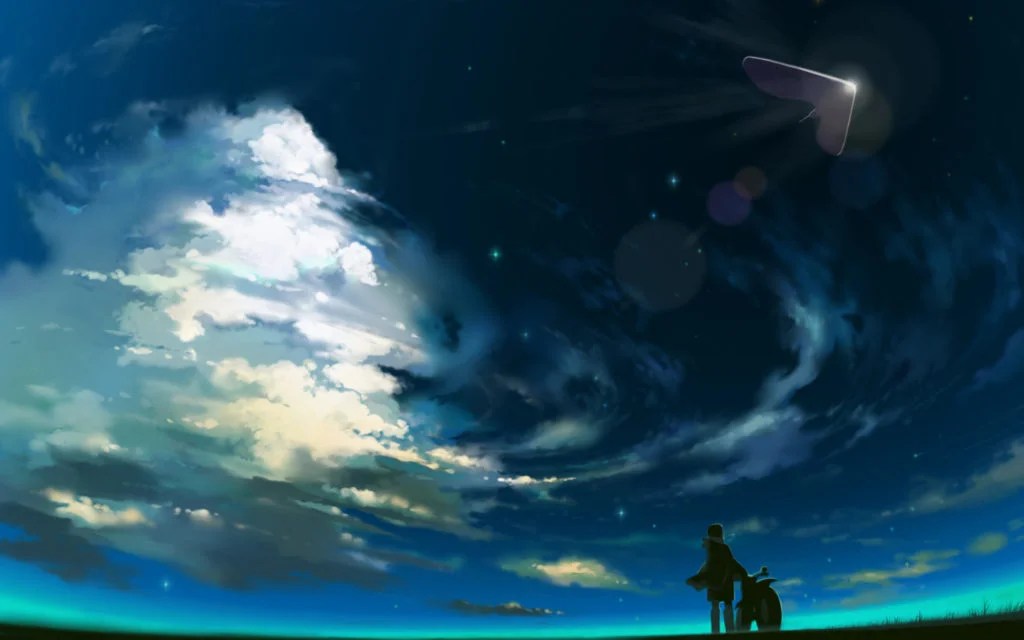 Scenery Anime Blue Background Wallpaper