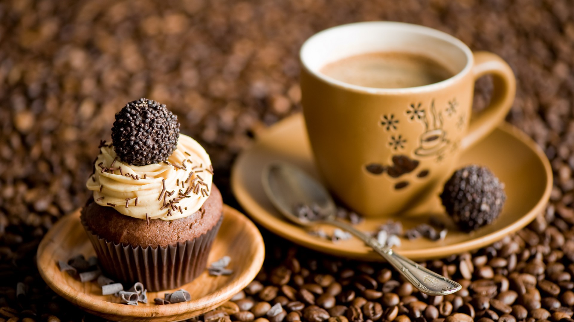 Coffee And Chocolate Cake Wallpaper Image Pictures