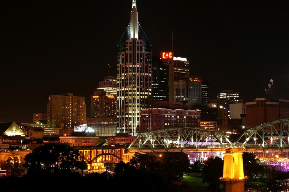 Cities Usa Nashville Tennessee Night City Houses Skyscrapers