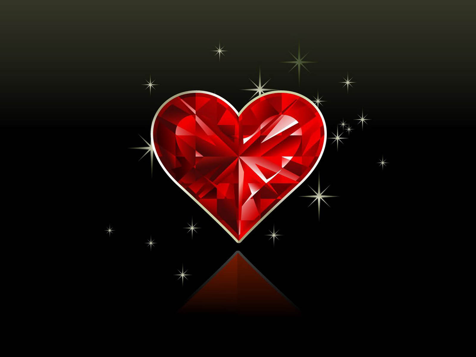 Wallpaper Crystal Red Hearts