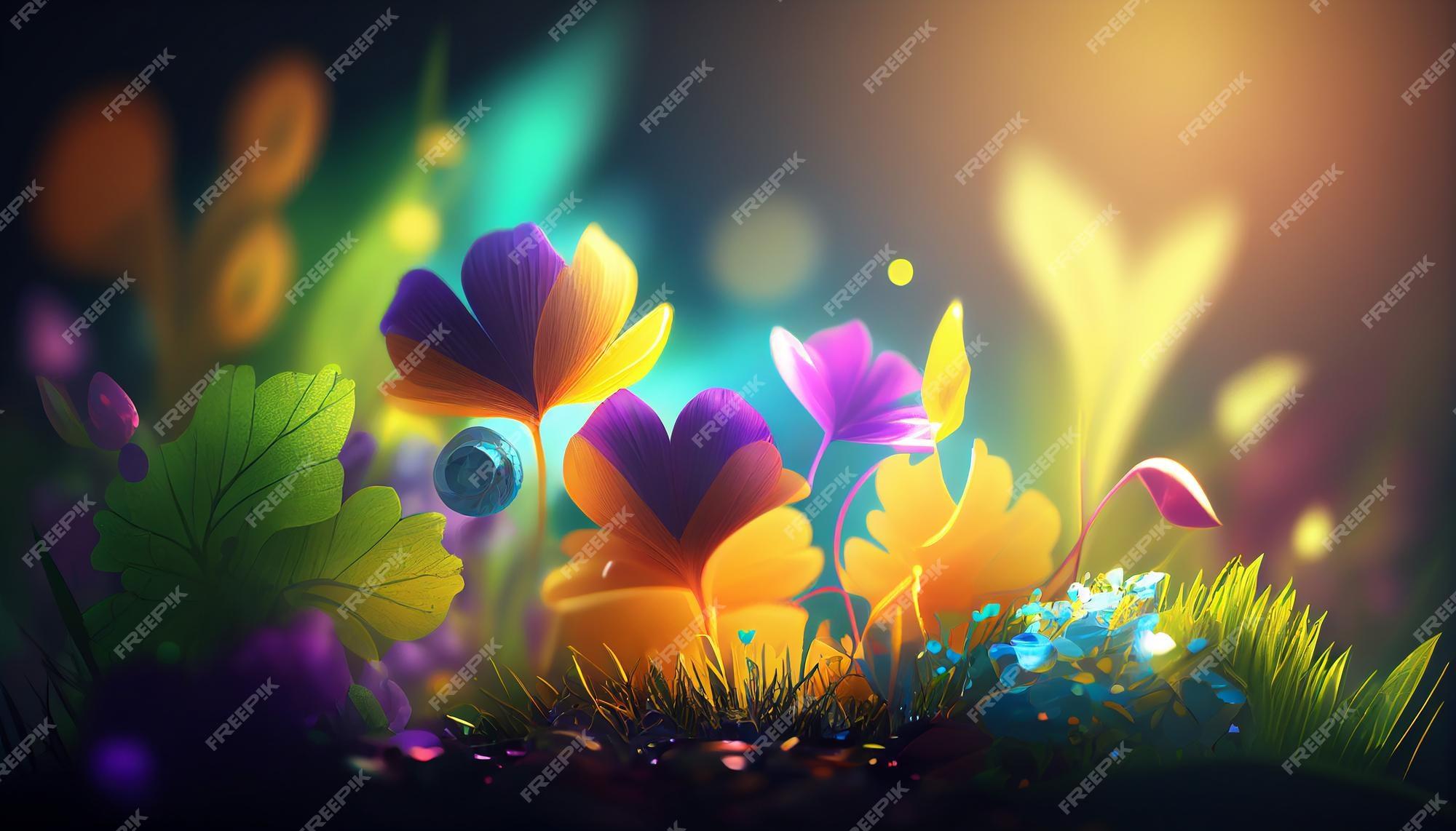 Premium Photo Colorful Spring Background With Bokeh 3d Rendering