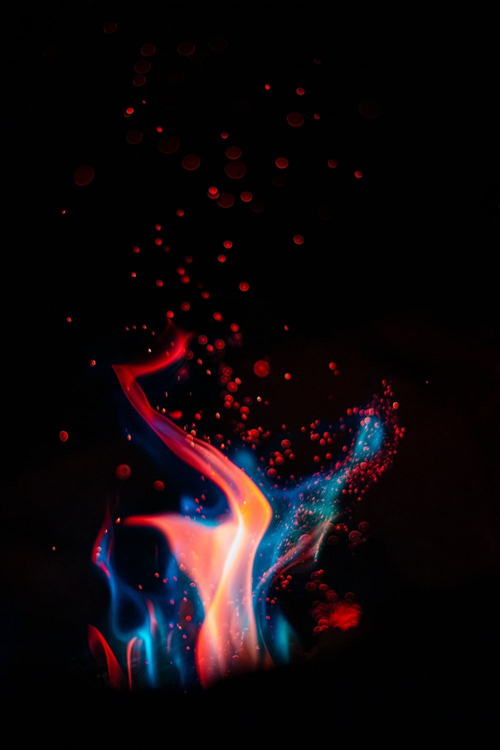 Red And Blue Fire Digital Wallpaper Photo Image