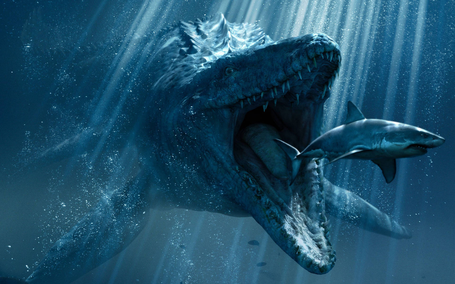 Caption Prehistoric Aquatic Reptile Swimming In Deep
