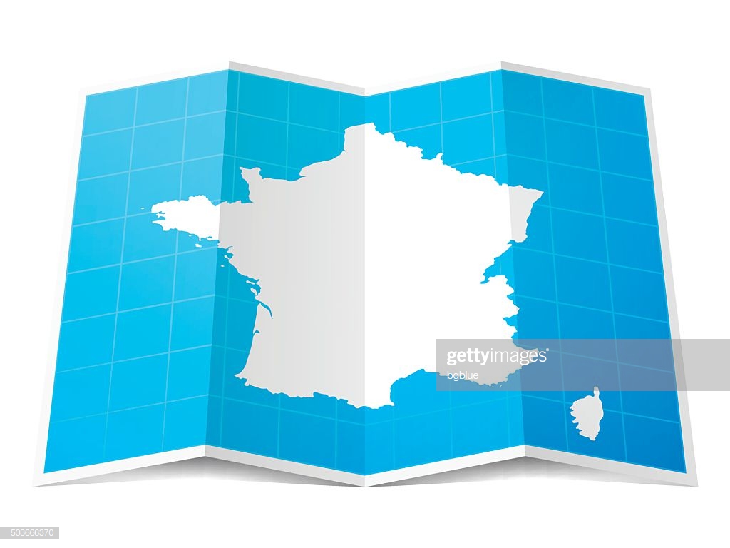 France Map Folded Isolated On White Background Stock Vector
