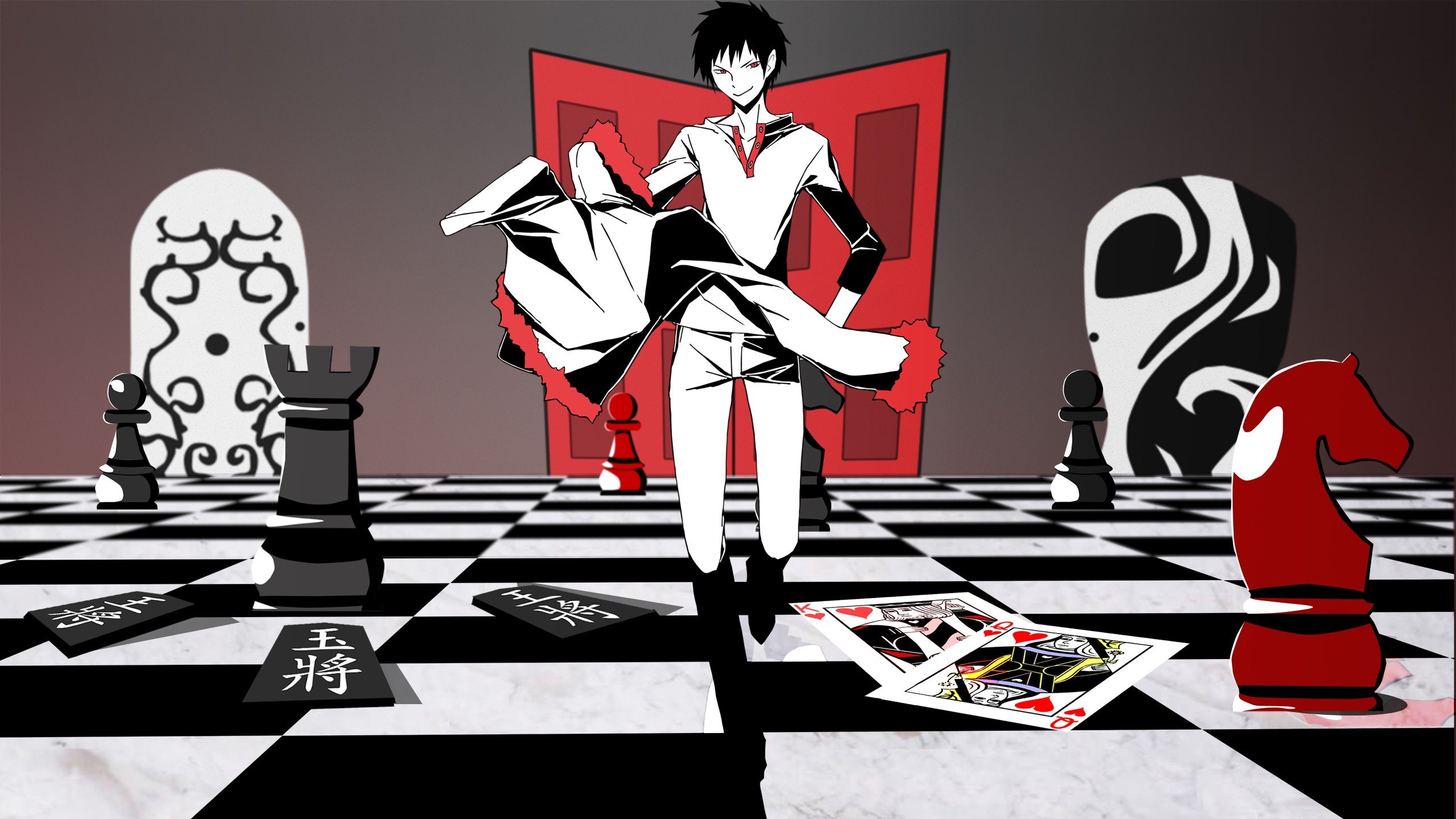 Anime Durarara Orihara Izaya Chess Cards Selective Coloring