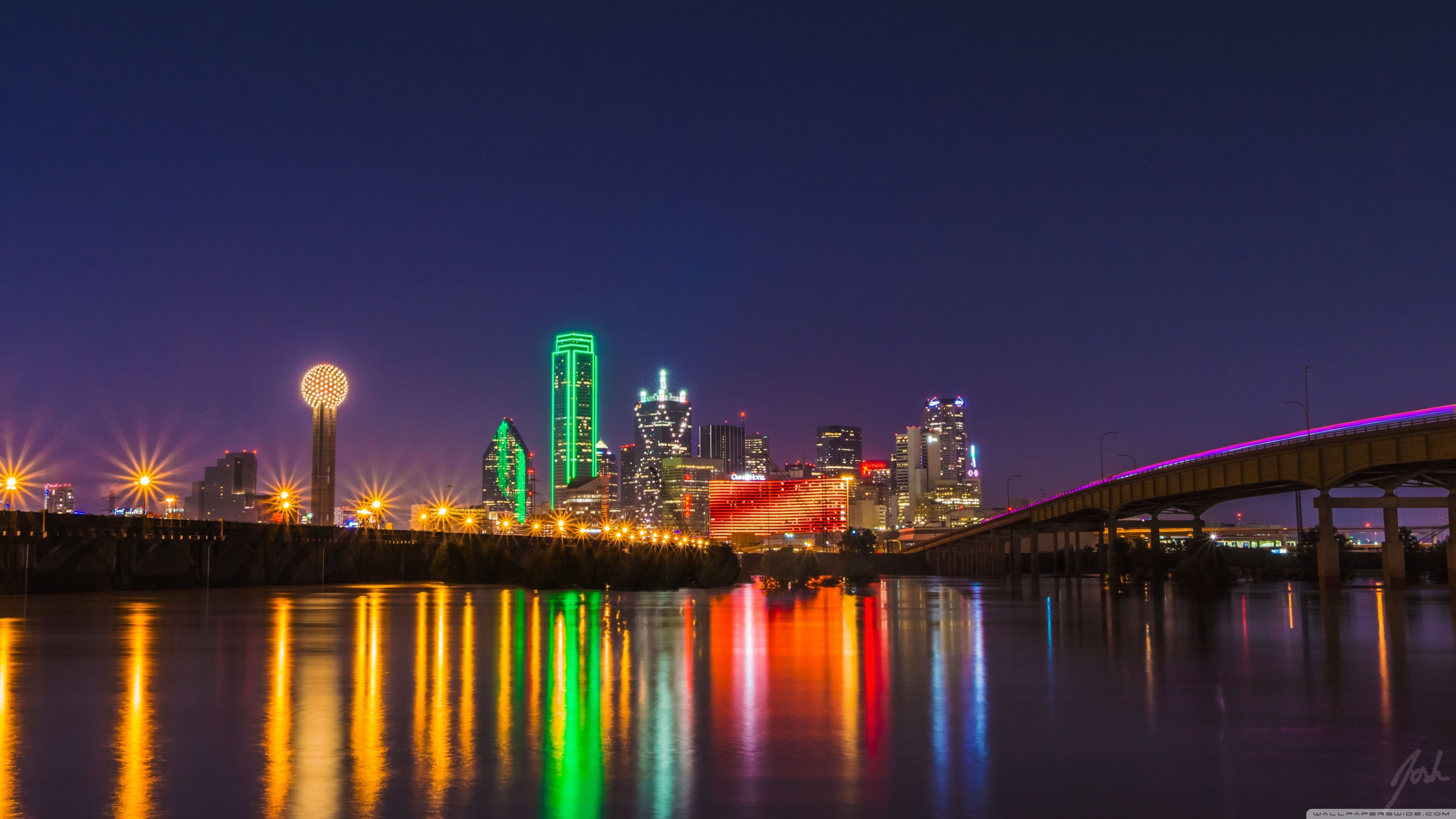 Oversaturated Dallas Skyline Ultra HD Desktop Background Wallpaper