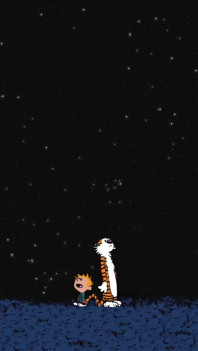 Calvin Hobbes Space iPhone Wallpaper