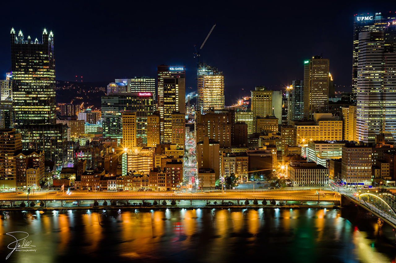 Wallpaper Pittsburgh Pennsylvania Usa River Night Time Cities