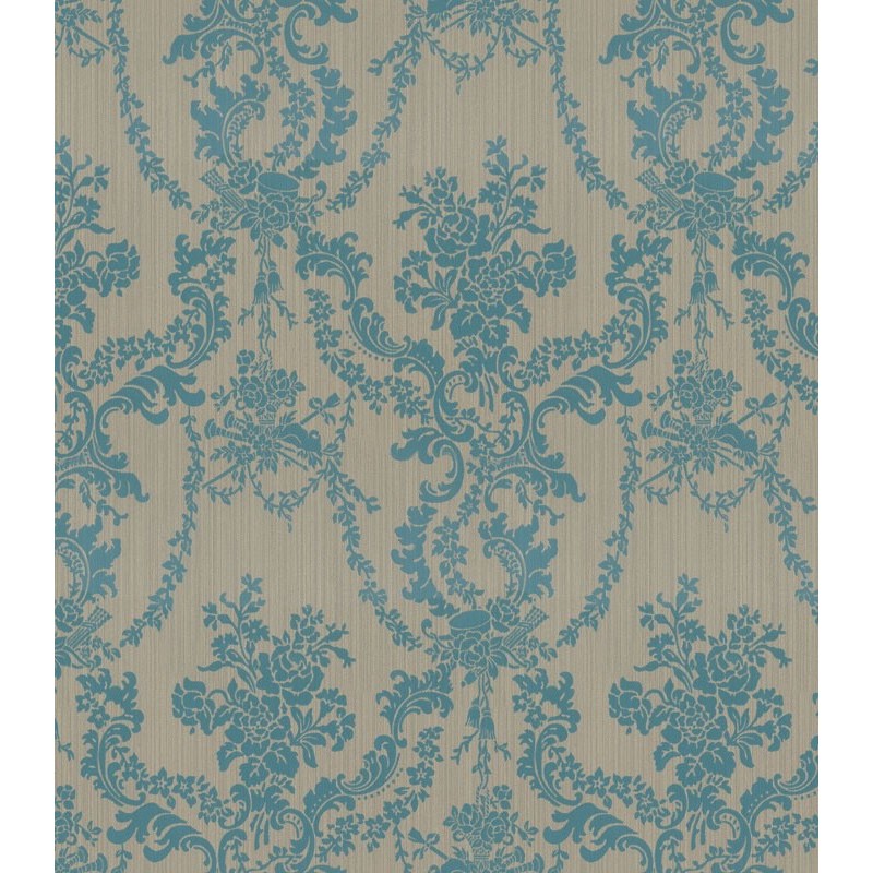 Home Wallpaper Turquoise Grey Damask Seamless