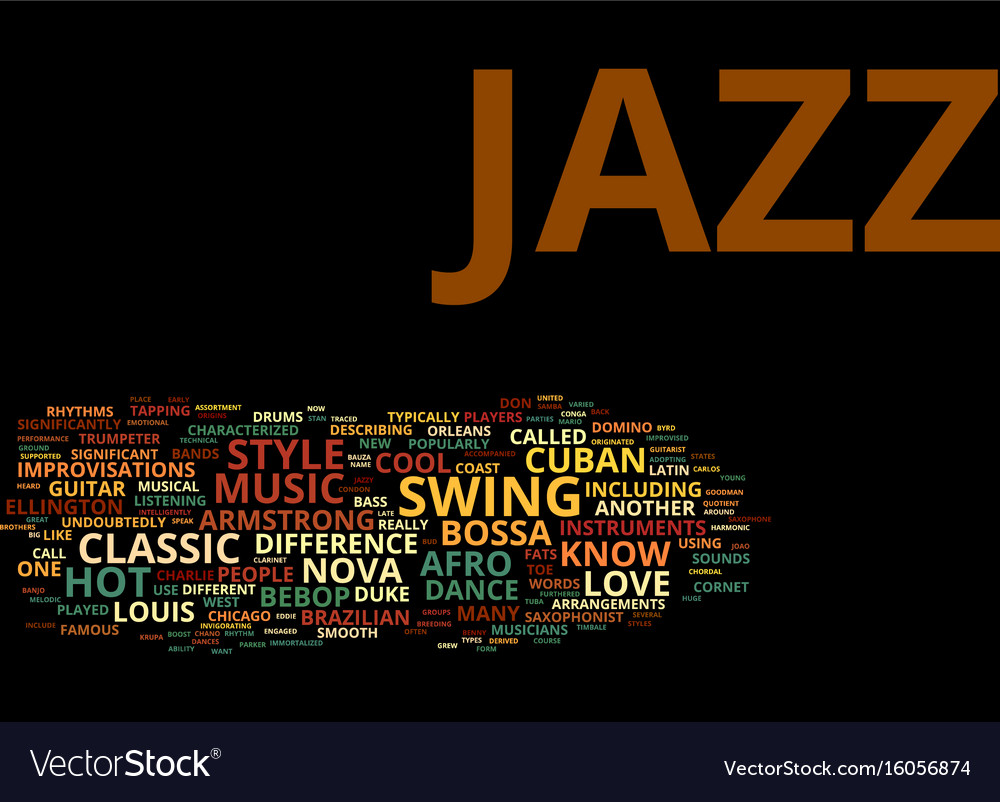 The Different Styles Of Jazz Text Background Word Vector Image