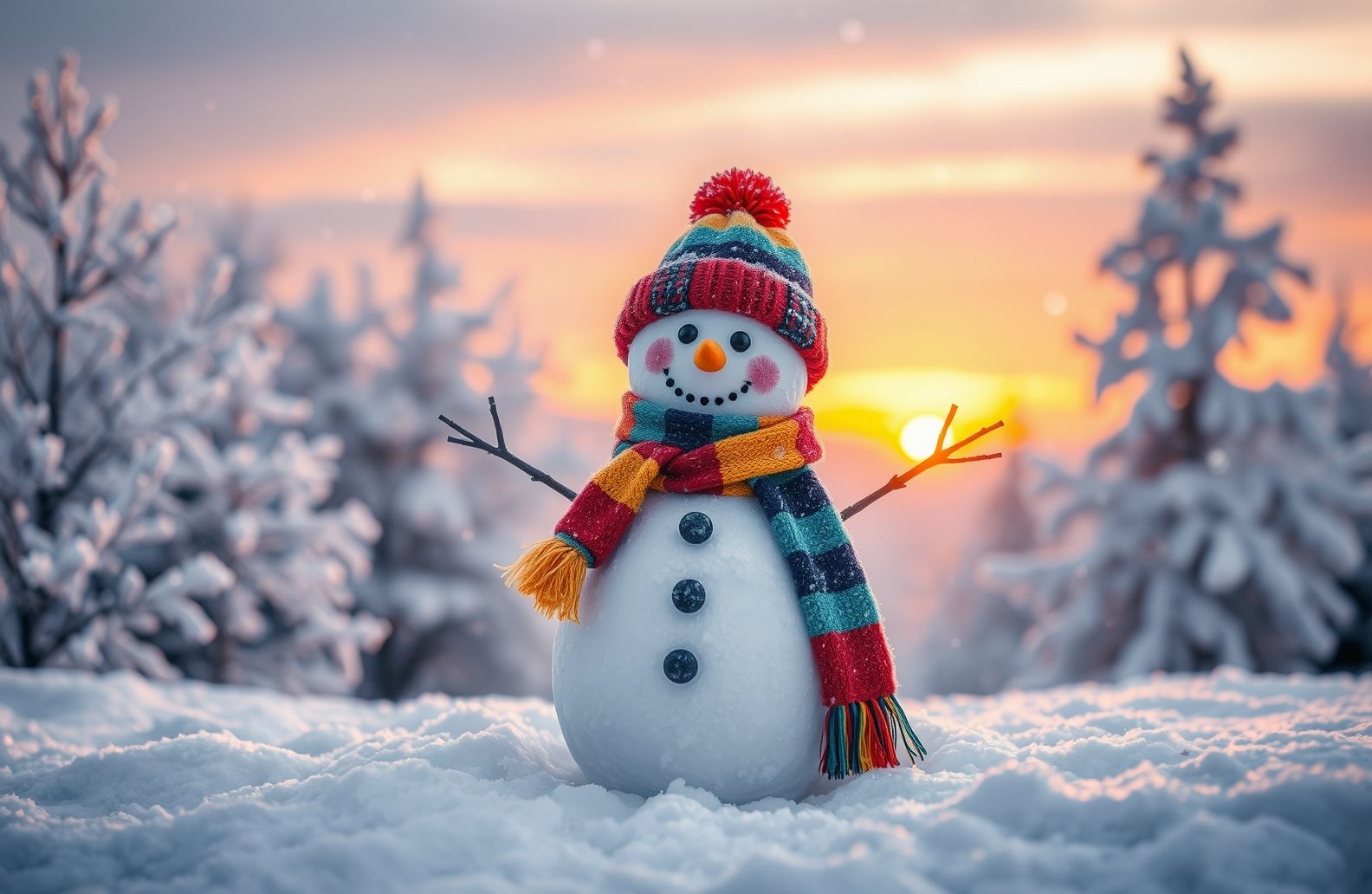 Winter Snowman Wallpaper
