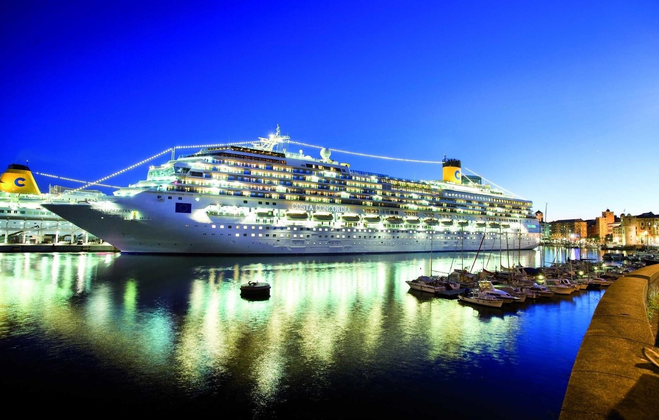Wallpaper Night Port Luxury The Costa Concordia Cruise Ship