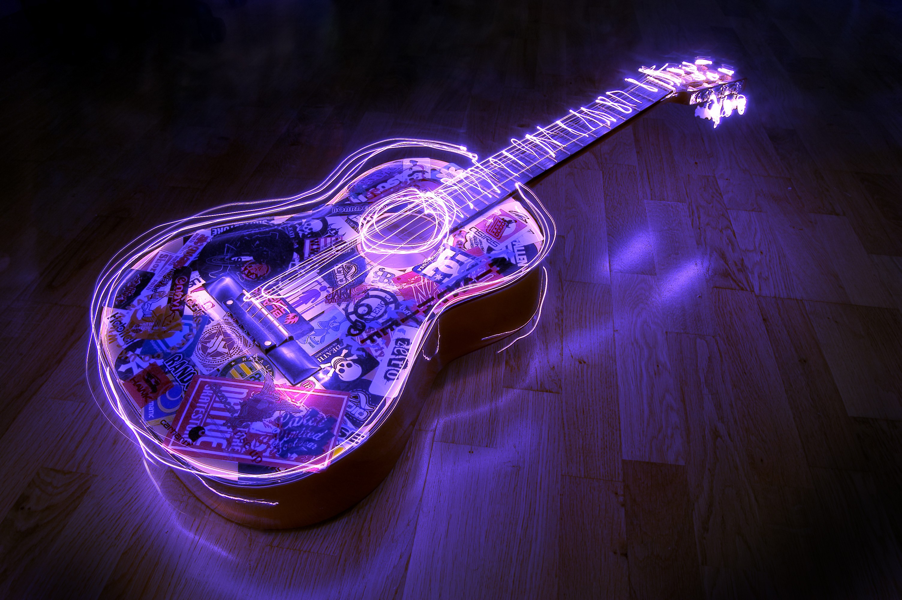 Guitars Light Painting HD Wallpaper Art Fantasy