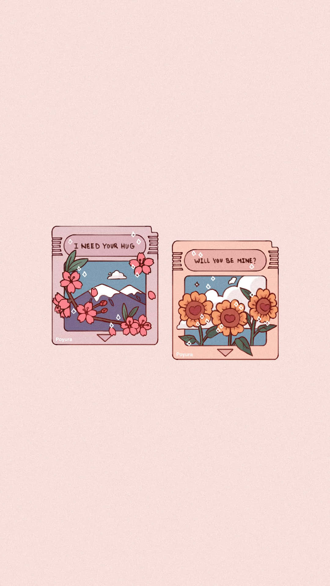 Kawaii Aesthetic Flower Stickers Wallpaper