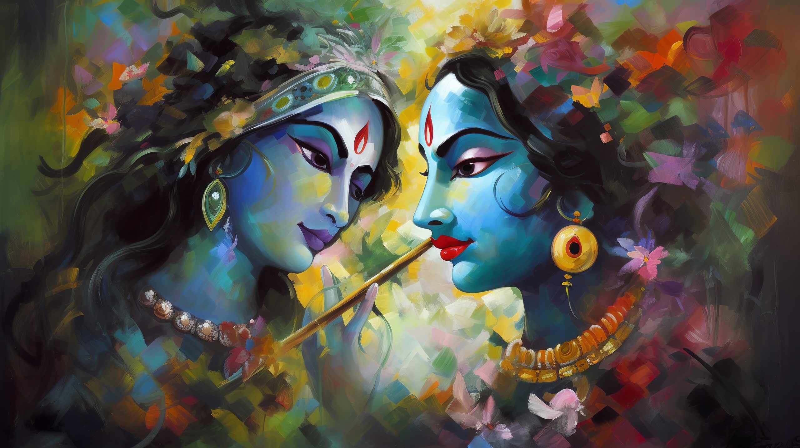 Radha Krishna Wallpaper For Wall Painting Style Decor