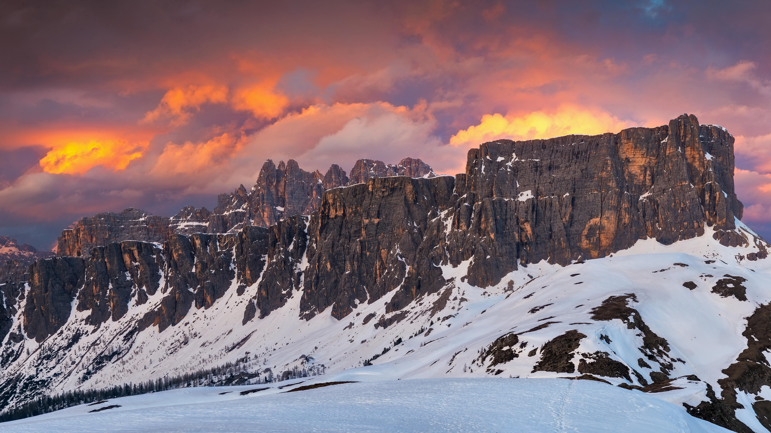 Winter Rocky Mountains Glacier Sunset Wallpaper