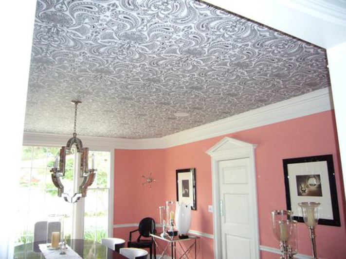 Floral Wallpaper Design With Wall Trims  Livspace