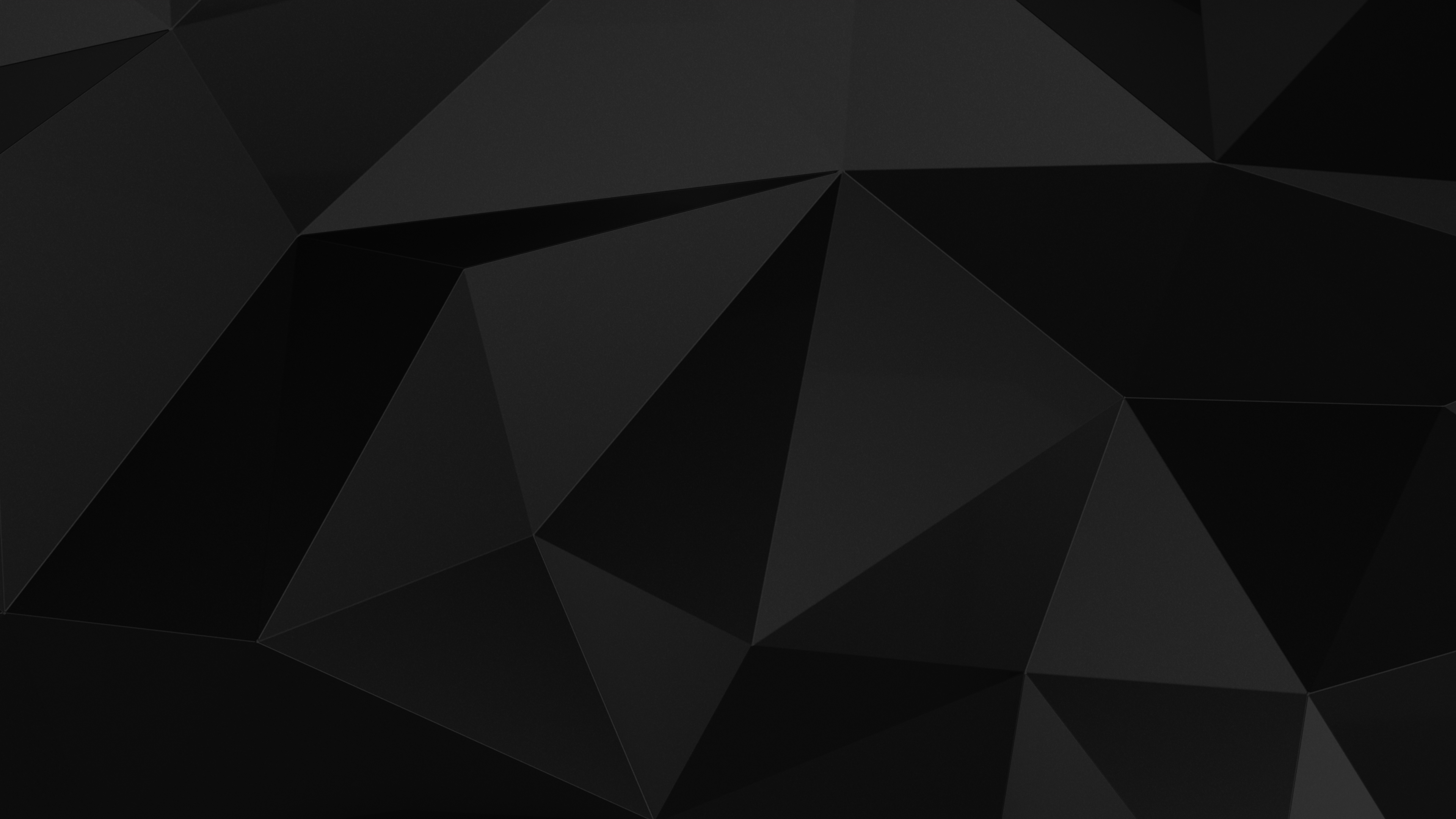 Abstract black geometric background with low-poly triangular pattern, perfect for a dark and modern 4K wallpaper