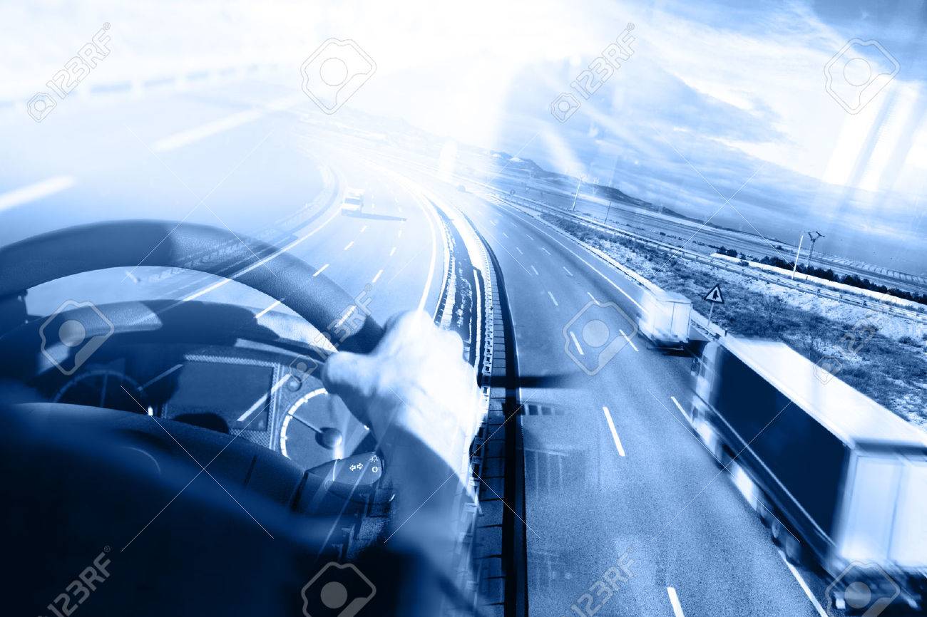 Abstract Background Trucks And Transport Highway Delivering