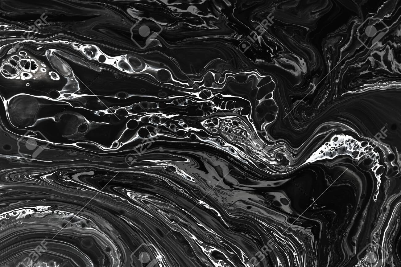 Black Background Acrylic Painting / Abstract Liquid