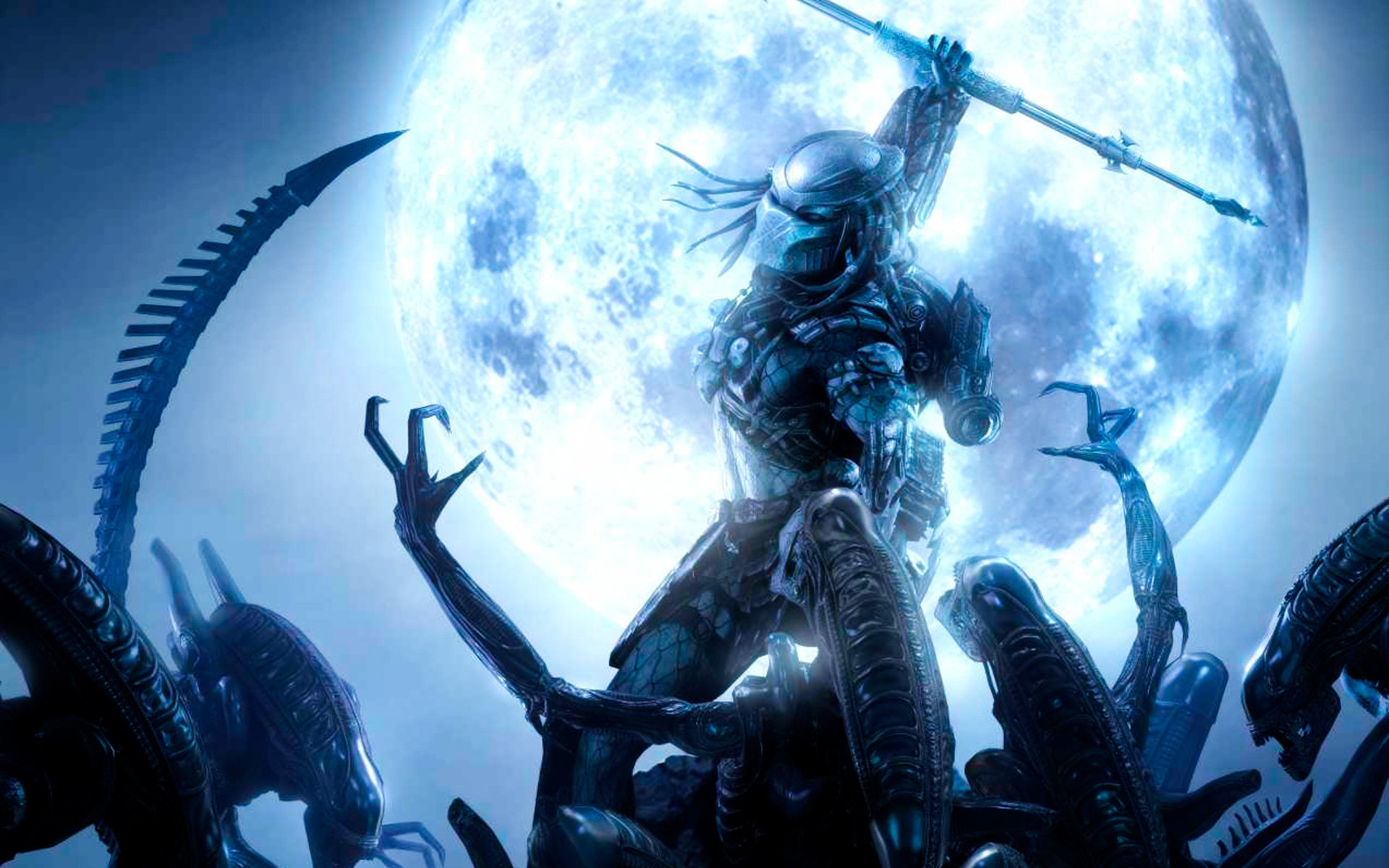 Aliens Vs Predator Games Sci Fi Alien Weapons Moon Battle Wallpaper