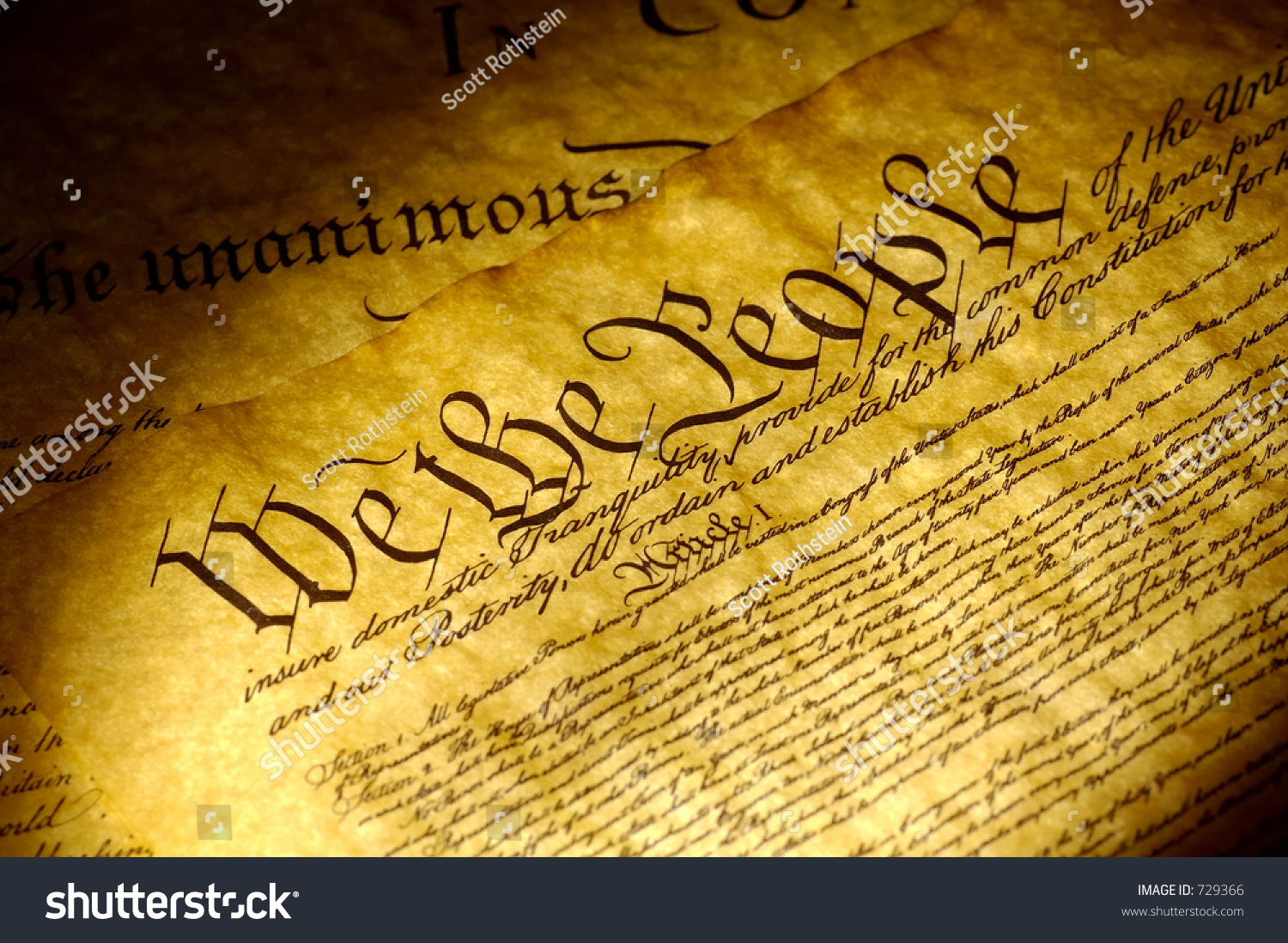 Spot Light On The Declaration Of Independence Stock Photo