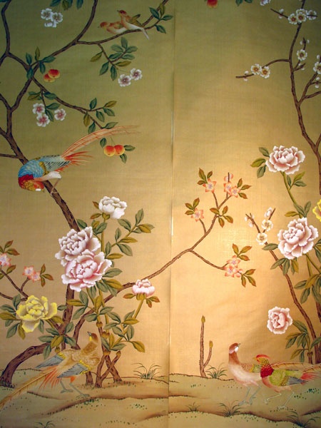  Griffin Wong Elegance in Silk Hand Painted Wallpaper Design 450x600