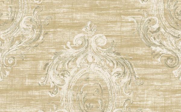 Damask Medallion Wallpaper In Neutrals And Metallic Design By Seabrook