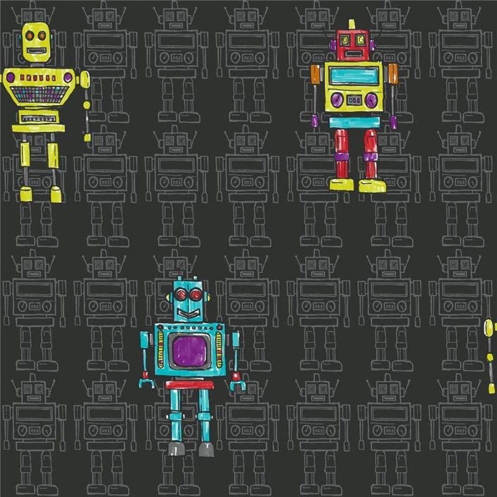 Arthouse Opera Retro Robots Wallpaper Black