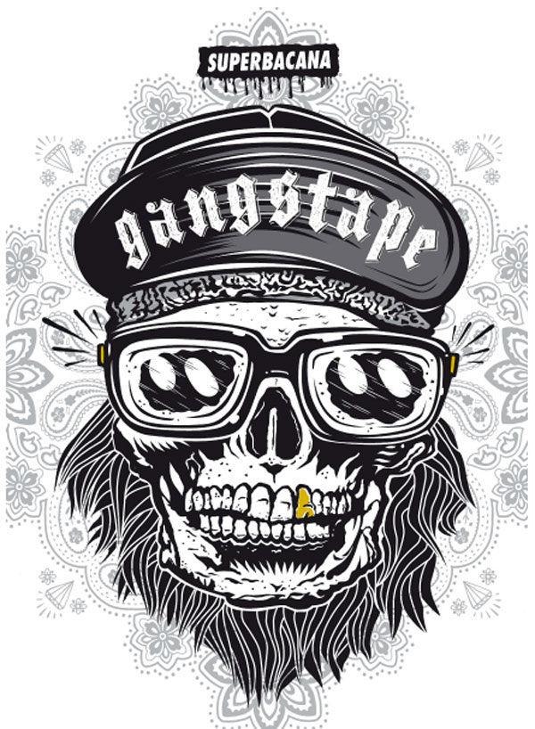 Gangster Skull With Bandana Mexican