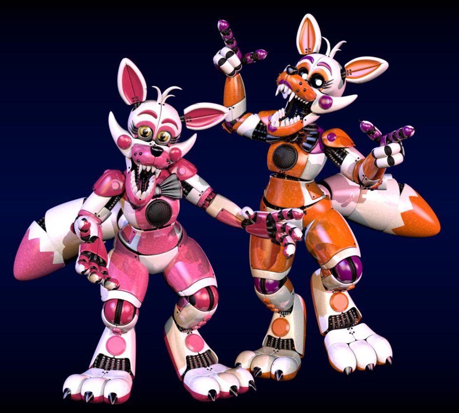 Stylized Funtime Foxy And Lolbit By Morigandero Five Nights At
