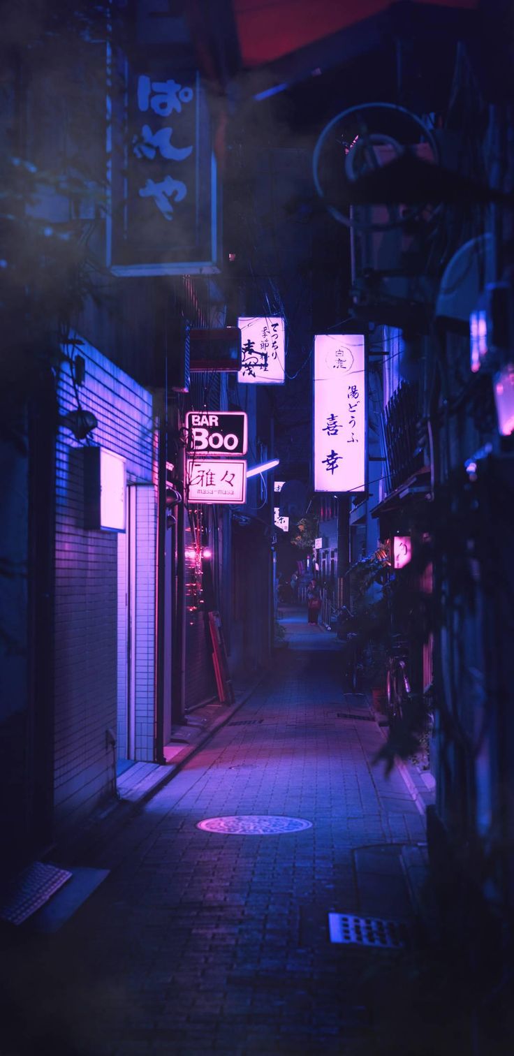 Quite Neon Alley In Tokyo Wallpaper Background