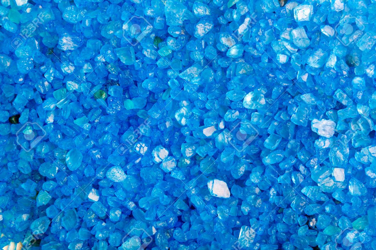 Crystals Of Blue Sea Salt With Minerals As A Background Stock