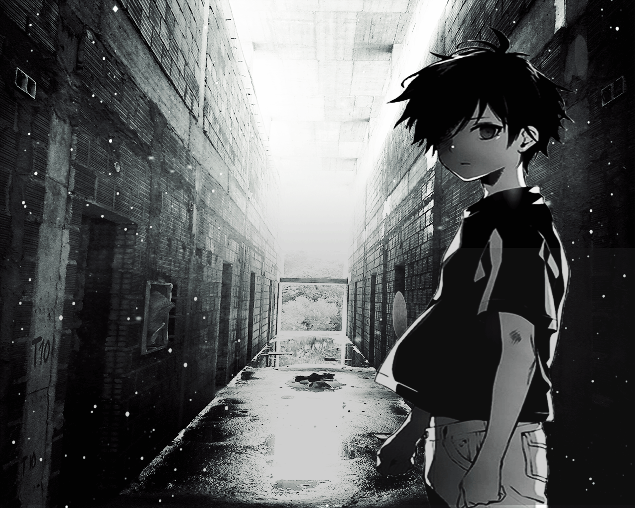 Back To Sad Anime Boy Wallpaper Hd Monochrome