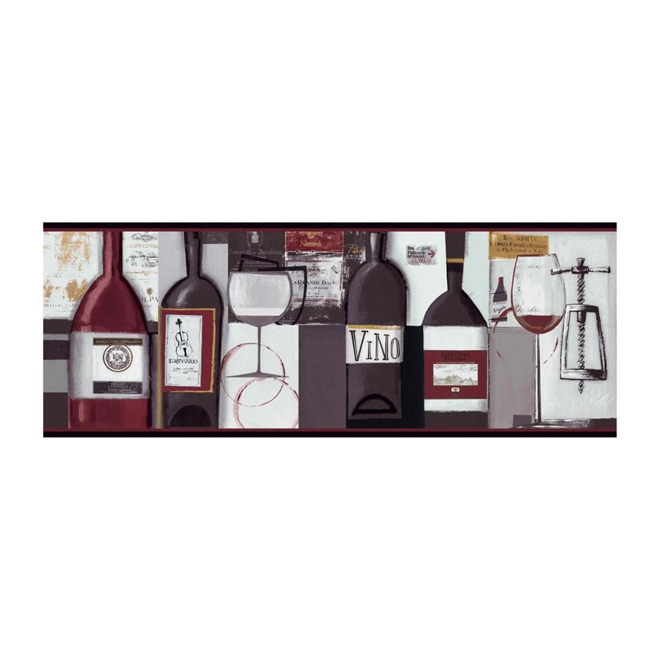 Contemporary Wine Wallpaper Border BG1682BD Wine Bottle Kitchen Decor 960x960
