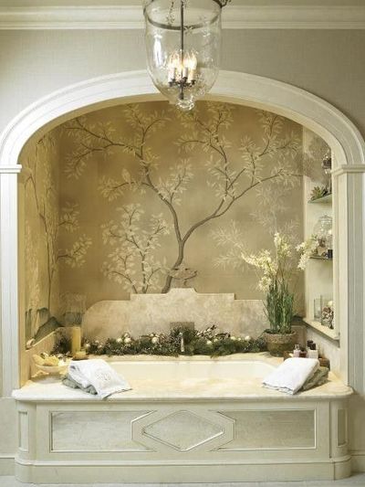 Free download alcove w arch and wallpapermural shelves marble surround and  splash [400x533] for your Desktop, Mobile & Tablet | Explore 48+ Wallpaper  for Shower Surround | Meteor Shower Wallpaper, Wallpaper in