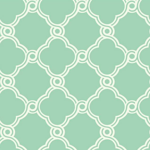 Trellis Wallpaper Mint Green White Double Roll Contemporary