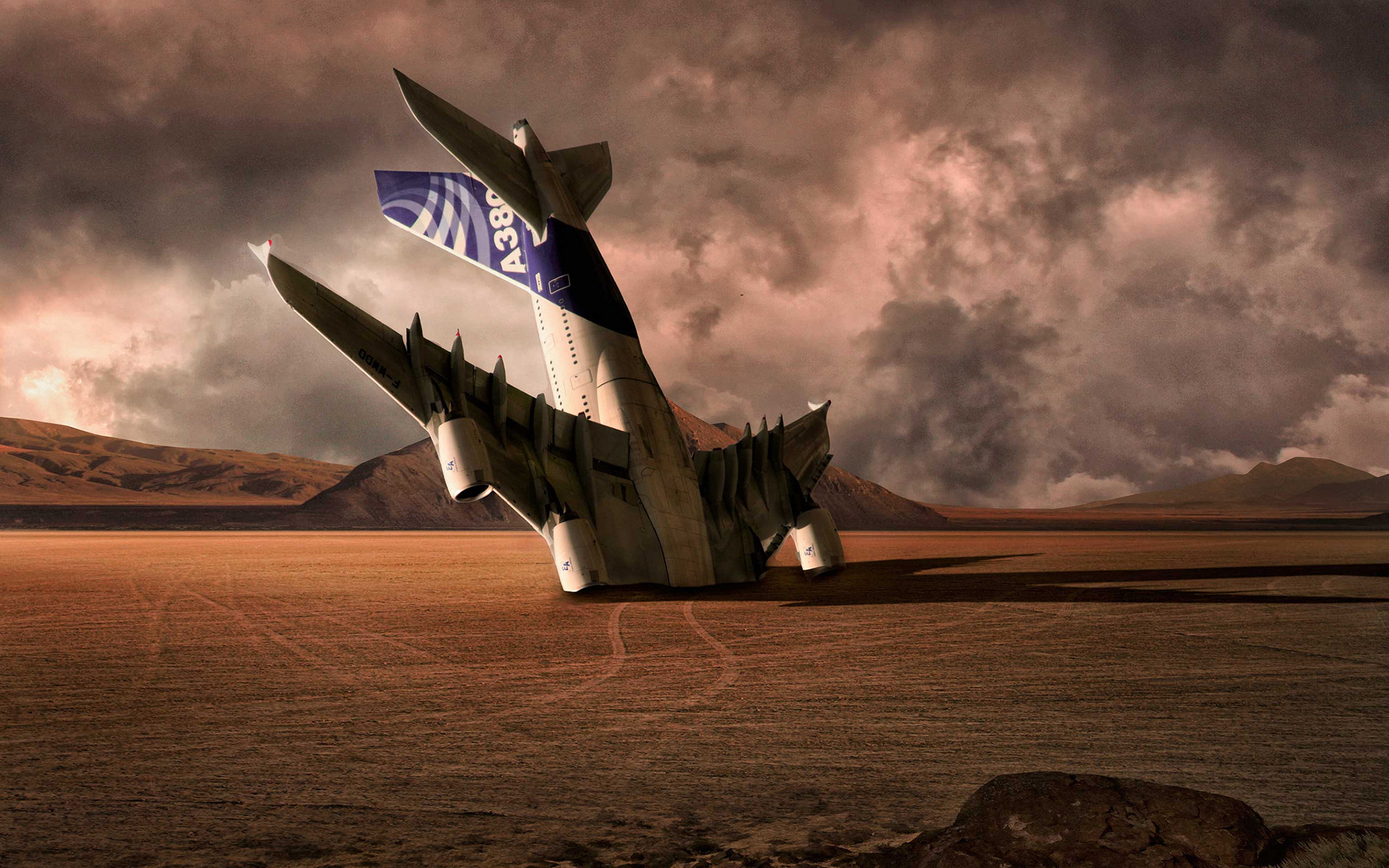 Airbus A 380 in the desert wallpaper 18787