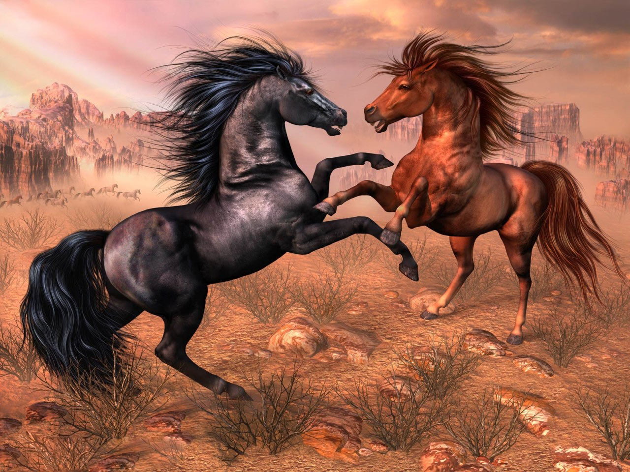 Wallpaper Gallery 3d Art Arabian Horses Background