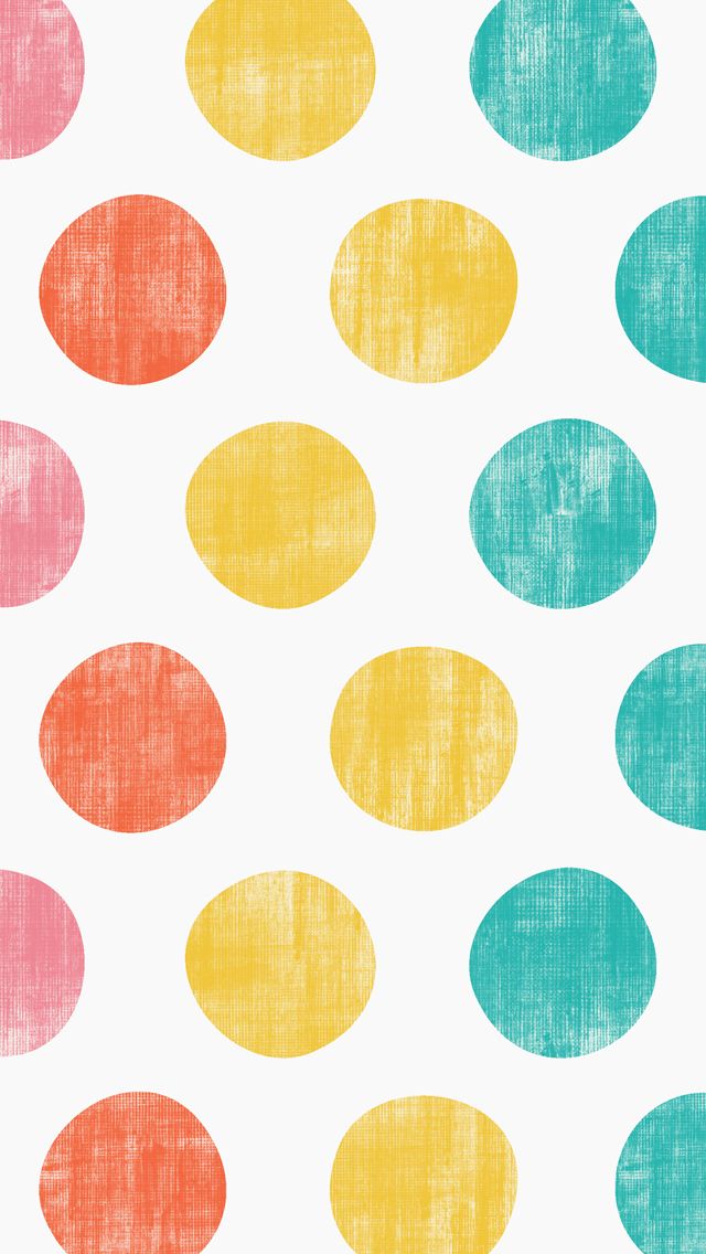 iPhone Wallpaper Polka Dots Pink Orange Yellow Teal Pattern