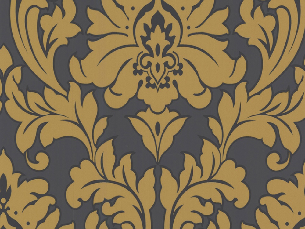 Delivery On Majestic Yellow Grey Damask Wallpaper