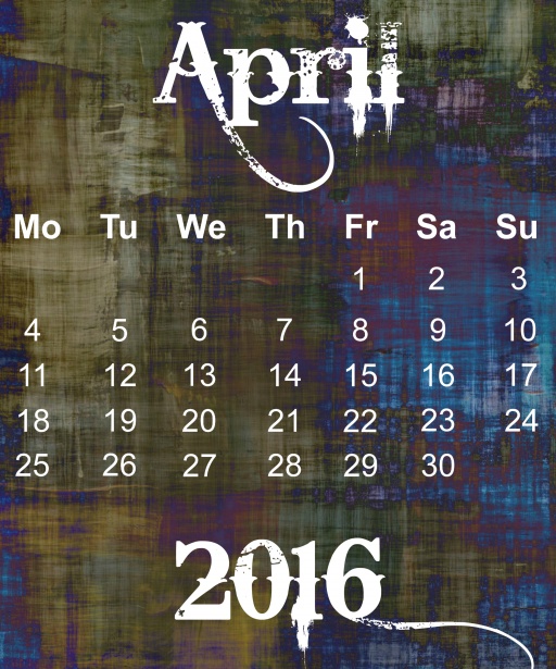 April 2016 Grunge Calendar by Kevin Phillips