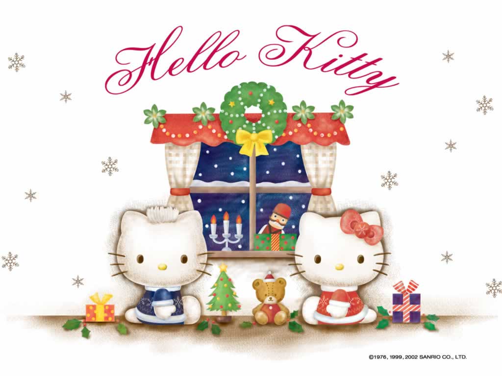 Christmas Hello Kitty Wallpaper Grasscloth
